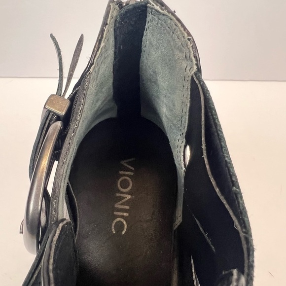 Vionic Rory Black Leather Buckle Moto Boots Size 10 - Picture 6 of 8